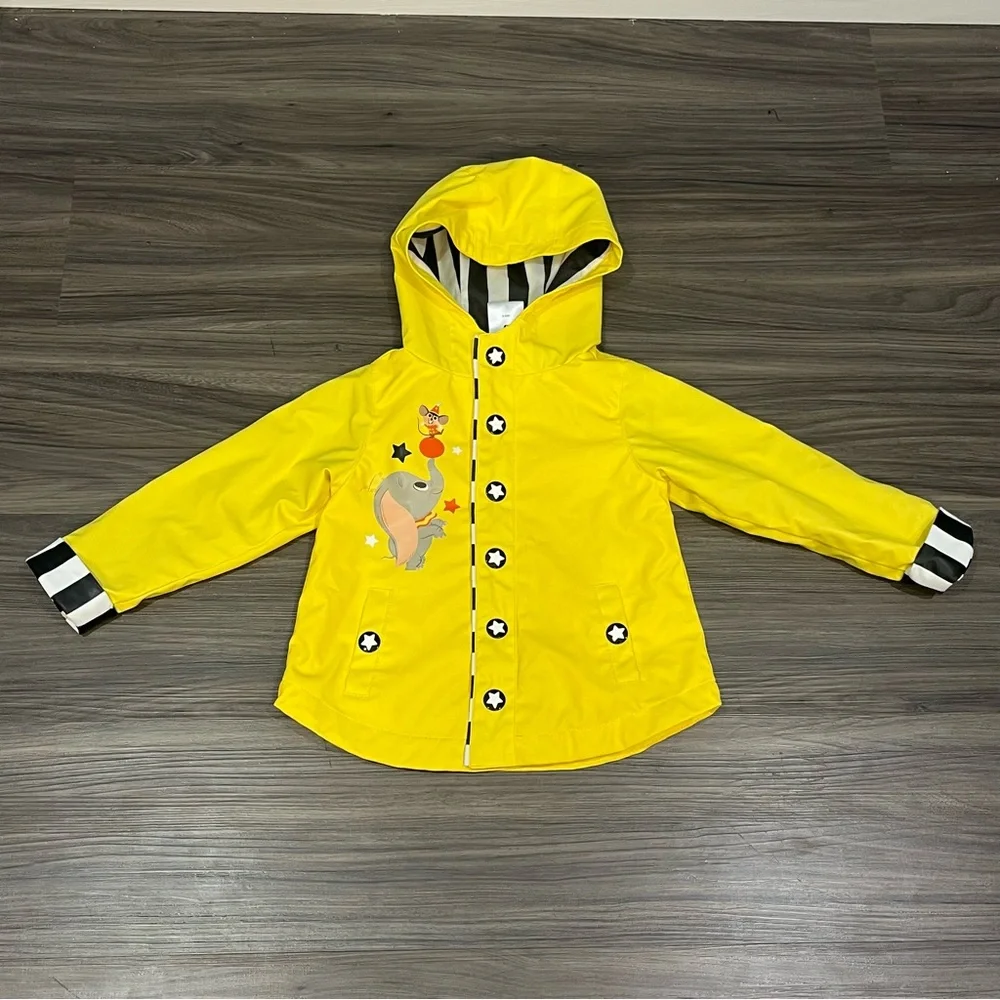 Disney Store Dumbo Yellow And Striped Infant Toddler Rain Coat Size 2T